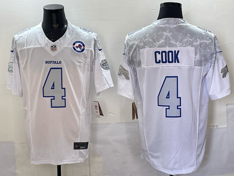 Men Buffalo Bills 4 Cook Nike White 2025 Rivalries Collection Limited NFL Jersey 043